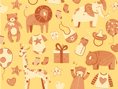 Pattern in progress animals children cute for children graphic icons kids pattern vector