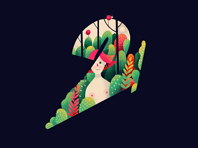 R E D H A I R creative fresh illustration plants two