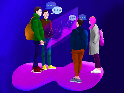 Communication app branding character colorful communication creativity design design for business experience idea illustration illustrator information isometric people process procreate software up