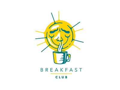 Breakfast Club breakfast breakfastclub coffee cup illustration logo morning mug nose smell sun