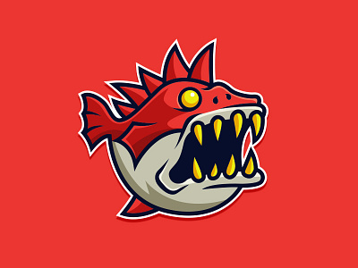 Monster Fish animal cartoon character emoji esport logo illustration logo mascot sticker