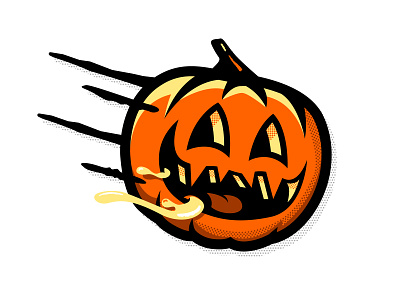 Day 6: Drooling drool drooling halftone halloween inktober inktober 2018 pumpkin