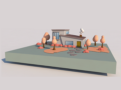 Fall cinema 4d creative design fall graphic house illustration pink