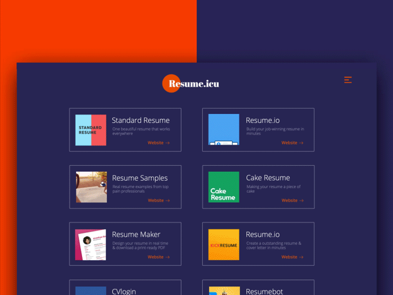 Resume.icu landing page resume resume builder resume design
