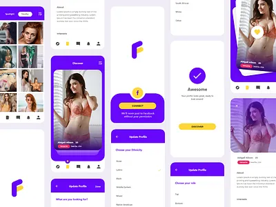 Dating App Feebie app appui badoo chat dating flat interface ios11 iphonex meet mobile swipe tinder ui ui kit