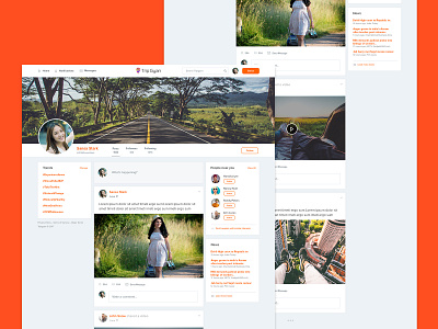 Tripgyan | Social Networking for Travelers | UI clean flat modern orange social media social network travelers ui user profile ux web