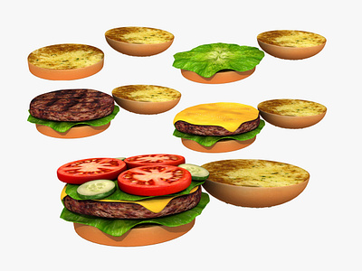 Cheeseburger - 3d Moldel 3d 3d art 3dsmax beef bread buns burger cheese cheeseburger fast food food grilled hamburger junkfood lettuce lunch mcdonalds meat sandwich tomato