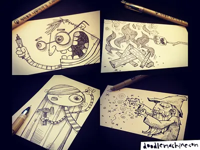 Inktober Day 1-4 cartoon character doodle drawing girl illustration ink inktober marshmallow pen penandink poision raosted tranquil