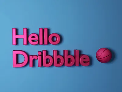 Hello Dribbble 3d blender3d coloful creative debut first shot photoshop pop typography welcome shot