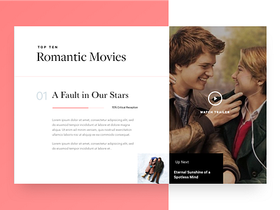 Slider landing page minimal movie ui web design