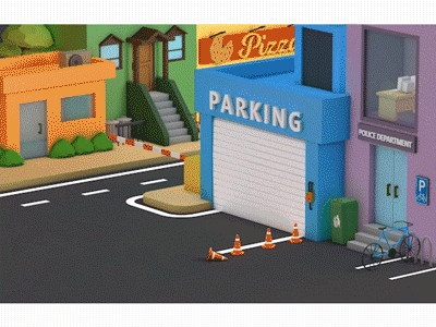 Police Parking 3d 3d art 3d artist animation c4d cinema 4d design illustration low poly low poly art parking police police car render