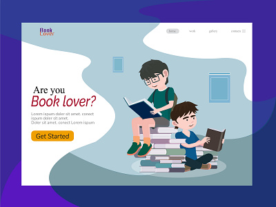 Book Lover booklover desain design flat illustration illustrator cc landing design landing page landing page design ui vector