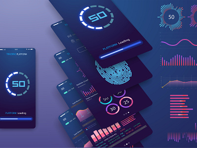 Clean Mobile UI / UX Design Concept. 3d activity analytics app background business creative dashboard data design diagram digital energy fitness health icon kit login mobile ui