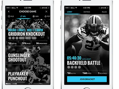Choose your game app design fantasy football football interface ui website
