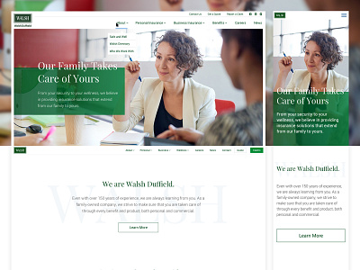 Walsh Duffield Homepage on Desktop & Mobile desktop homepage insurance mobile responsive ui ux ux ui web design website