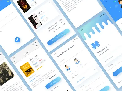 A Book e-Commerce App ui 向量 图标 平面 应用 插图 类型 设计