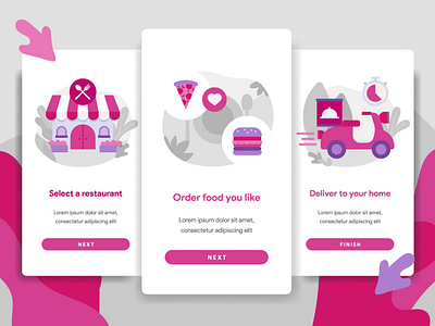 Online Food Delivery for Mobile App Illustration app application delivery design flat food illustration mobile modern onboarding online page ui user interface vector web