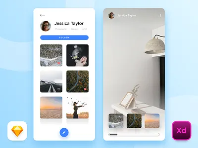 Profile Story - Freebie app design discover freebie freebie xd instagram iphone mobile profile sketch story
