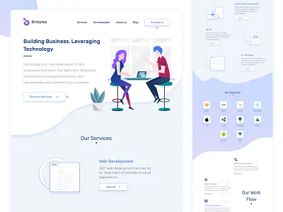 Landing Page | Binbytes Redesign branding agency design flet design it landing page redesign ui user experience ux user interface design ux web