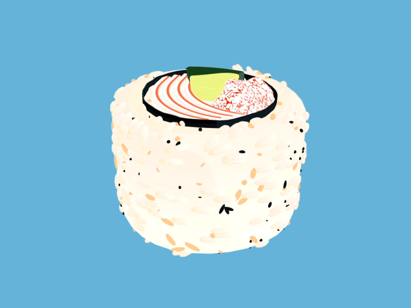 Cosmic California Roll 3d ae c4d concept design gif illustraion loop model mograph sushi