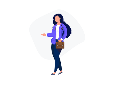 Doctor illustration 2d briefcase color design doctor dribbble invite girl illustration invite lady stethoscope