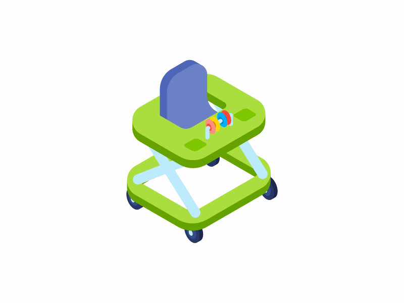 Baby Walker baby baby walker children isometric motion graphics vector