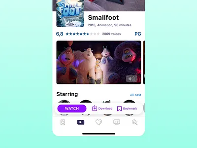 Movie screen with new block of buttons app cinema ios movie ui