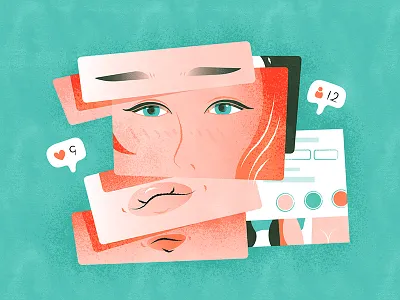 Girls on Instagram | 网红脸 chinese chineseidiom design face flat fourchars girl hiwow idiom illustration vector