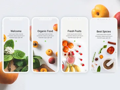 Splash Screens for Grocery online e-Commerce app app branding design ecom flat fruits grocery illustration milk minimal online shopping shopping app typography ui ux vegetables