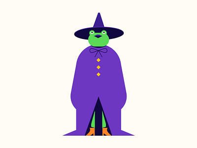 The Frog Witch character character design flat frog halloween icon magic sticker vector witch