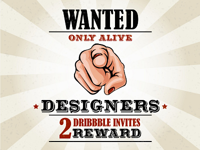 2 Dribbble Invites designer dribbble hand invitation invite reward vector wanted