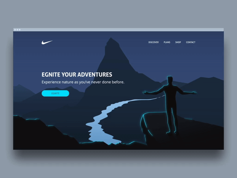 Parallax UI adventure animation gif illustration interface landing page nike parallax travel ui ui design ux design