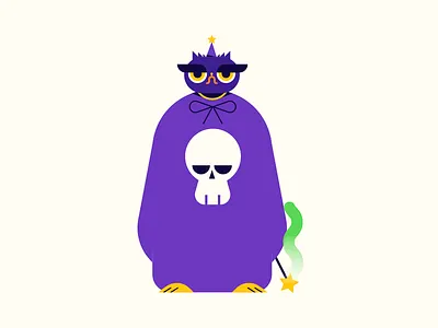 Owl character character design flat halloween icon illustration owl sticker vector witch wizard