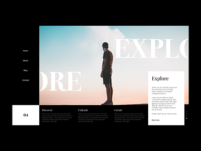 Explore - Header app black clean concept dailyui dark design freebie gif header illustration landing page layout minimal minimalism typography ui user ux website