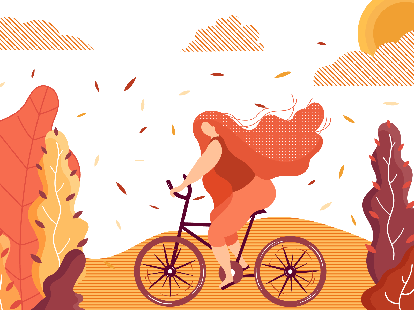 Autumn adobe autumn design dribbble flat girl illustration illustrator nature ui vector vectorillustration webdesign woman