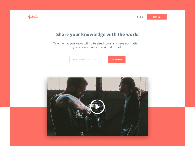 Quench Sign Up Landing email landing quench sign up tutorial ui ux video