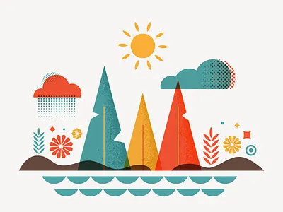 #vectober - 5 - Forest cloud flower forest icon iconography illustration lake plant sea vectober vector wood