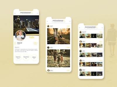 Photographer App app branding design icon ios logo mobile photographer ui uiux user experience design user interface design ux web web design web template website
