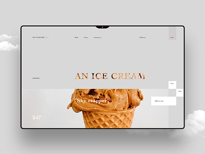 Ice cream shop landing page app branding design desktop experience grid ios landing layout logo luxury minmal mobile one color one page page typography ui ux web