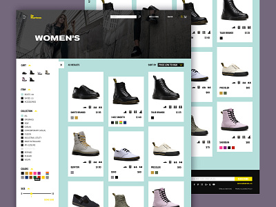 Doc's Product Category Page docs dr martens ecommerce filter page comp product cards product category product filter product listing product page punk shoes ui ux web web design