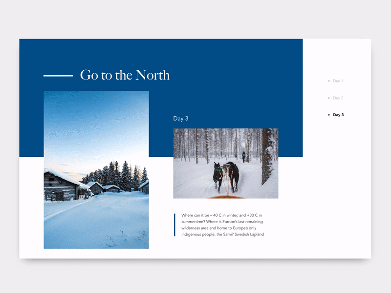 Visit Sweden - road trip itinerary 🇸🇪 🌲 🚗 animation article blog desktop gallery interaction invision invisionstudio ixd landing sweden transition travel trip ui ux design website