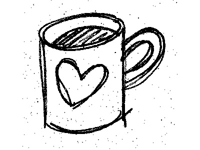 I love coffee coffee cup hand drawn heart illustration