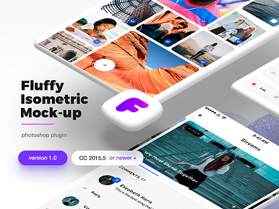 Fluffy Isometric Mockup Plugin app presentation clean minimal app minimal phone mock up mock up