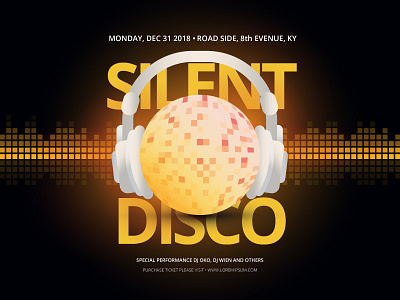 Retrofuturistic Silent Disco Music Festival antimainstream disco earphone event festival infographic marketing music night club pub retro retrofuturistic silent disco