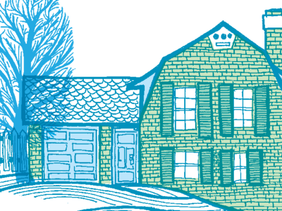 Home design illustration ink lines vintage