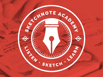 Sketchnote Academy Logo badge circle design drawing graphic recording illustration ink pen logo pen sketchnote sketchnotes visual notes