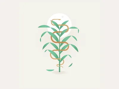 Snake in the grass grass illustration logo moon snake