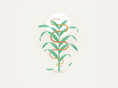 Snake in the grass grass illustration logo moon snake