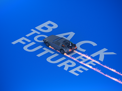 DeLorean DMC-12 3d 80s back to the future car delorean dmc illustration time machine