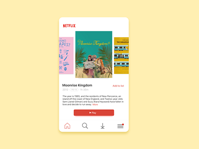 Daily UI 025 / TV app app daily100 dailyui dailyui025 dailyui25 minimal moonrise kingdom netflix tv ui user interface wes anderson